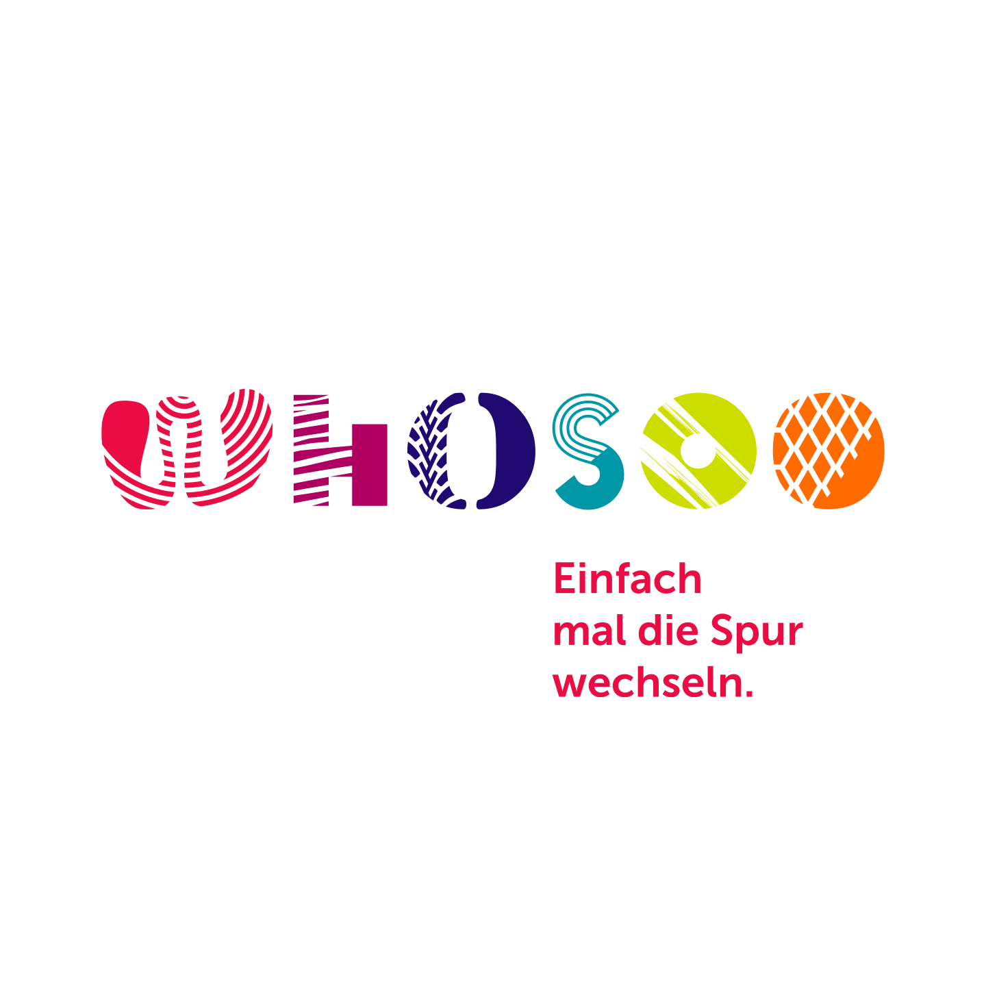 whosoo Logo and Claim "Endlich mal die Spur wechseln"